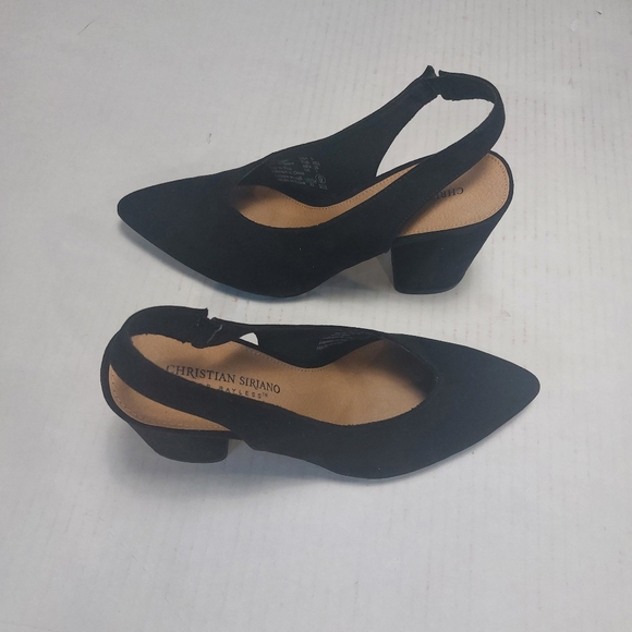 Christian Siriano Palmer Flared Black Chunky Heels Slingback Size 9 - Picture 1 of 11